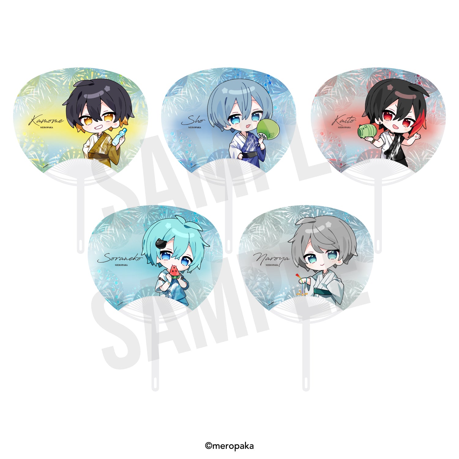 ゆきそら様☆コヤンイサムチョン☆大きめころりんポーチ　デニムハート　ハチワレ smr2-goods_uchiwa_all_fffe02d2